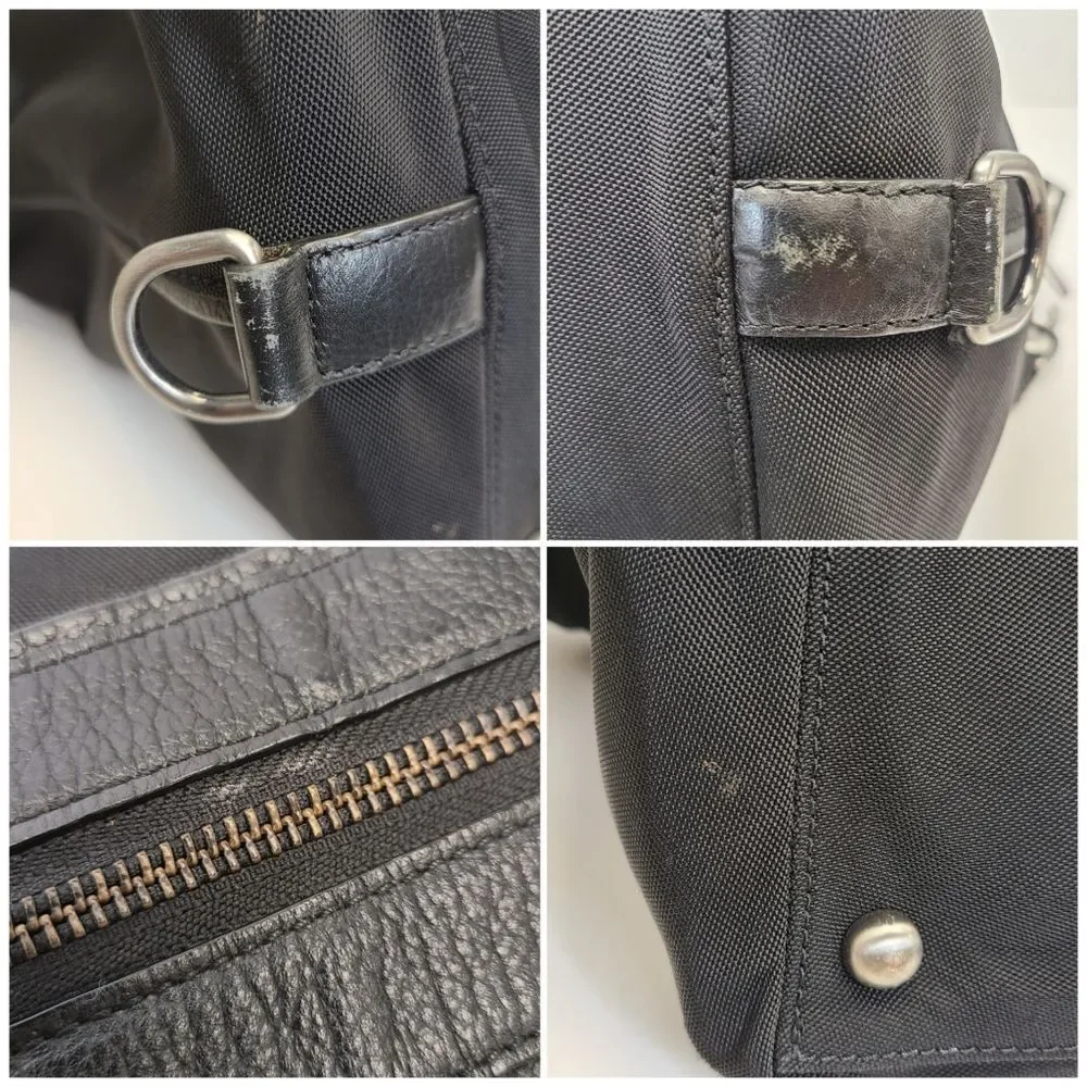 Banana Republic Large Black Canvas Leather Trim Duffle Weekender Travel Bag